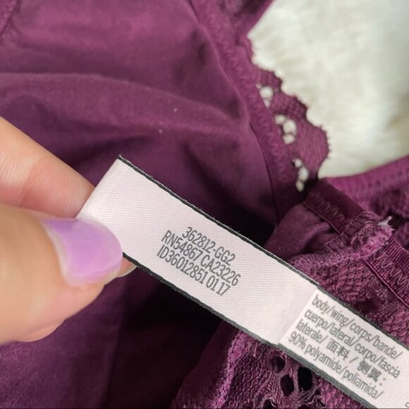 Victoria’s Secret | Body By Victoria Maroon Longline Lace Bralette | Size Small - Picture 9 of 10